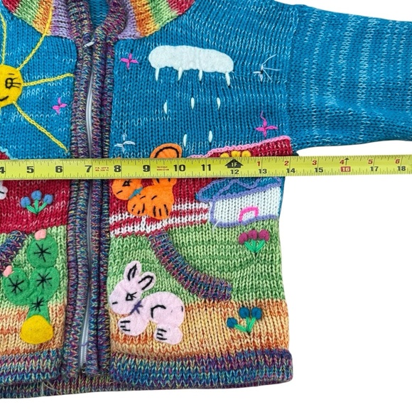 Peruvian Knit Sweater Cardigan Hooded Full Zip Long Sleeve 4 - Picture 6 of 10